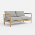 Modern Oak Sofa with light grey upholstery and oak legs
