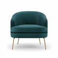 Teal velvet armchair with gold metal legs